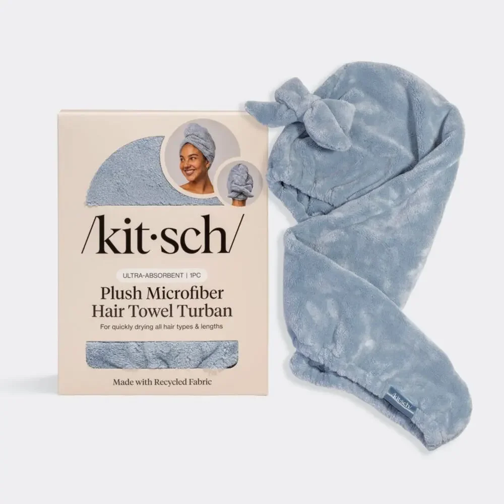 Kitsch Plush Microfiber Hair Towel Turban with Bow NIB